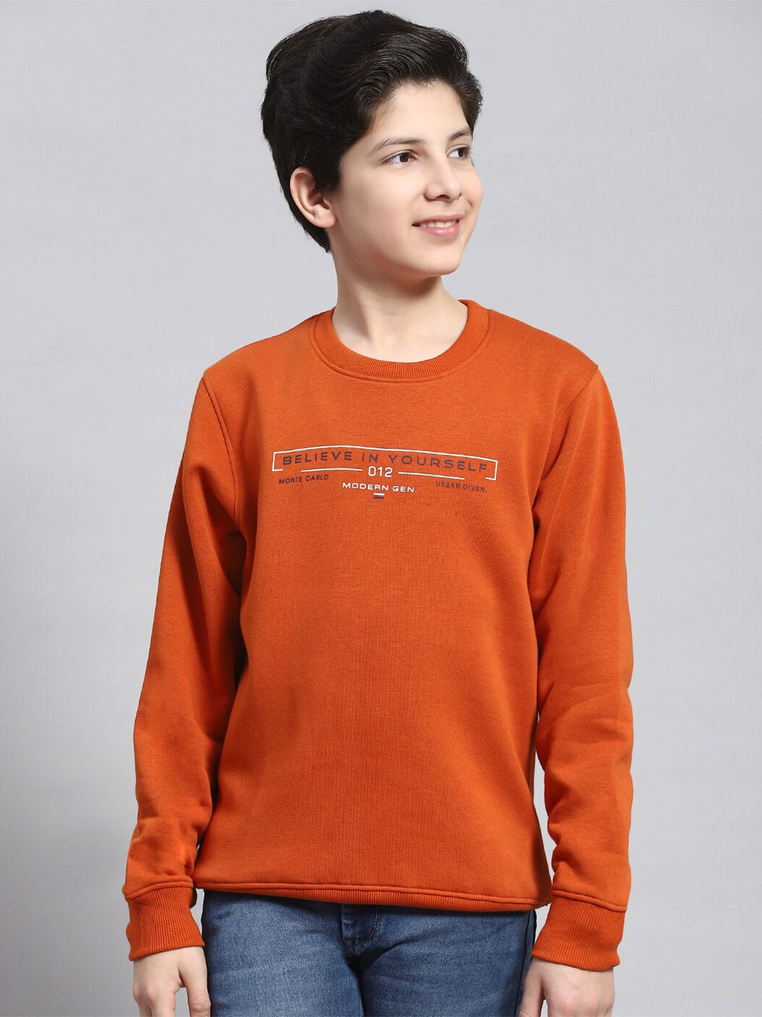 

Monte Carlo Boys Typography Printed Pullover Sweatshirt, Rust