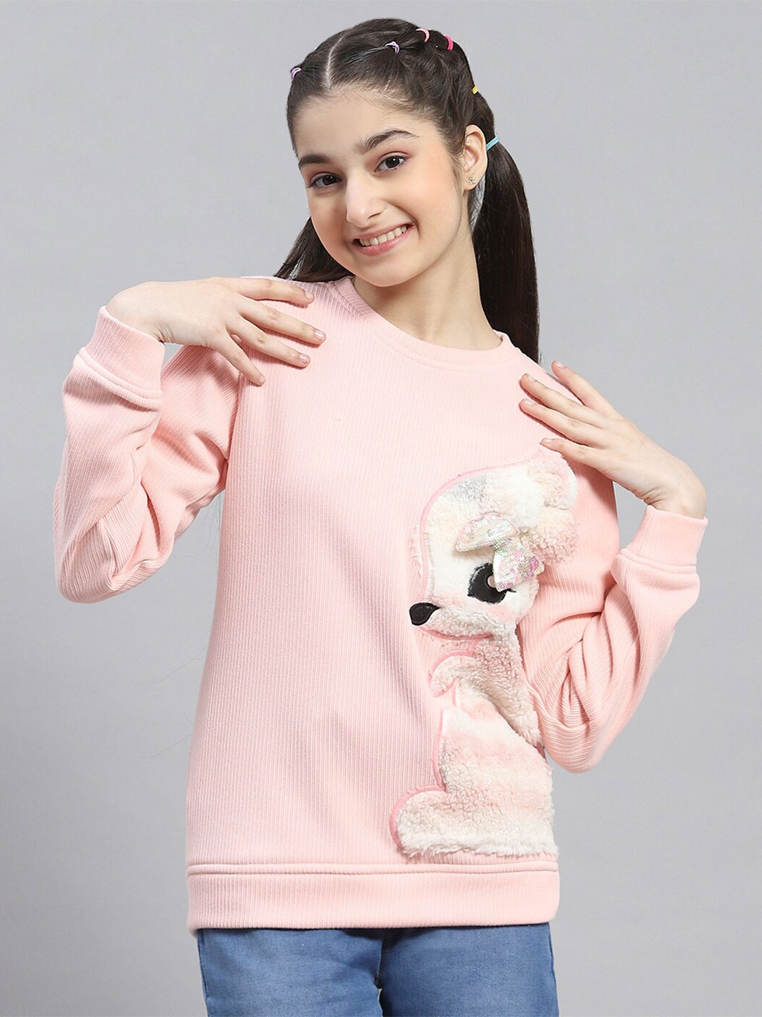 

Monte Carlo Girls Ribbed Long Sleeve Pullover Sweatshirt, Pink