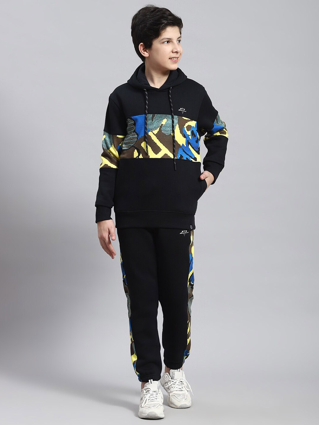 

Monte Carlo Boys Graphic Printed Hooded Tracksuit, Navy blue