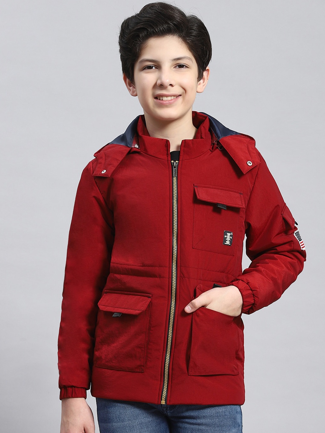 

Monte Carlo Boys Hooded Lightweight Padded Jacket, Maroon