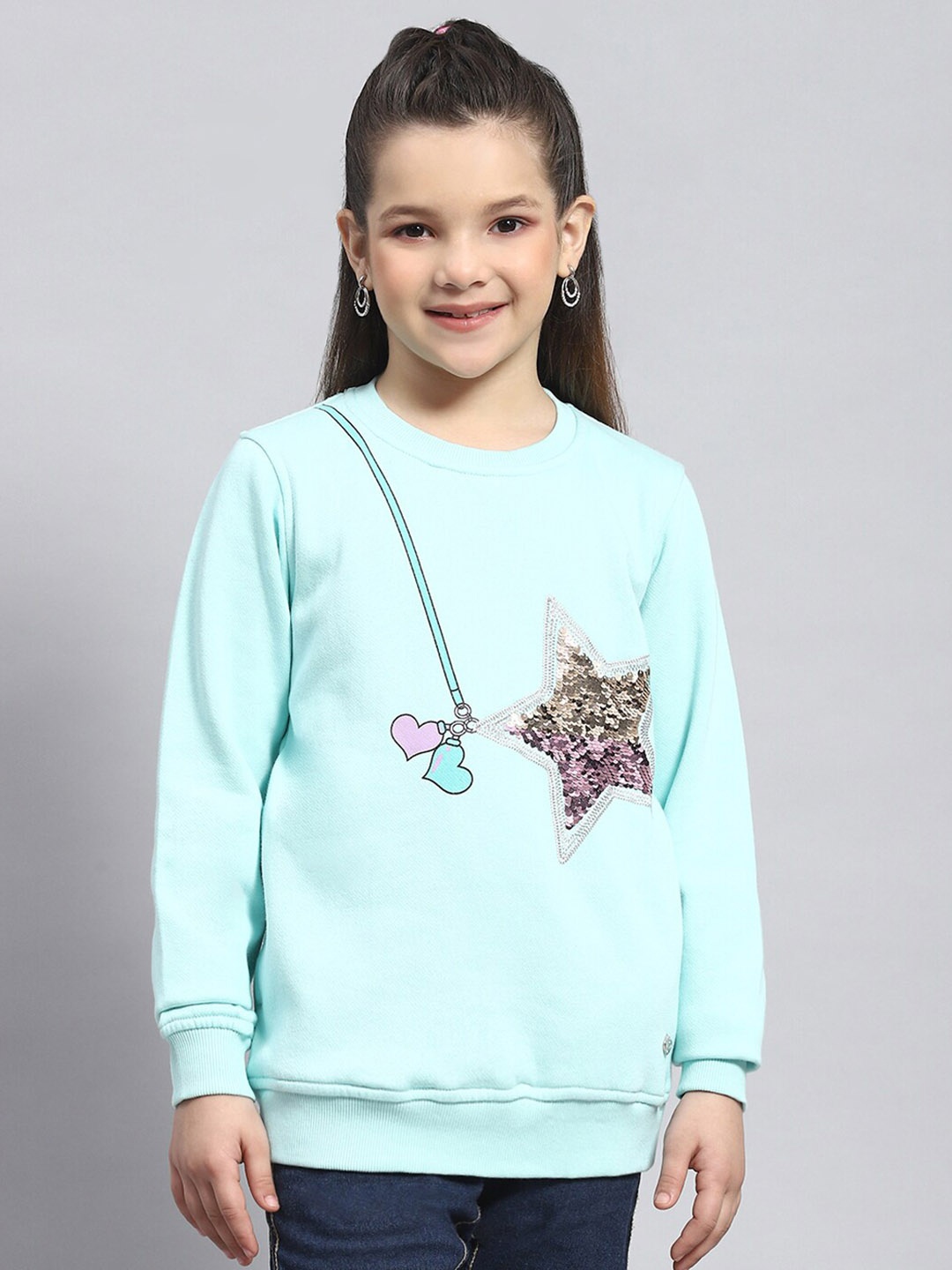 

Monte Carlo Girls Sequinned Embellished Pullover Sweatshirt, Blue