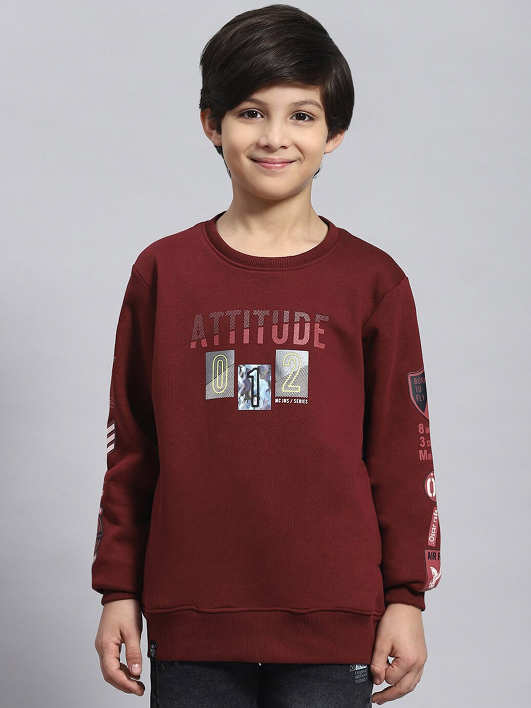 

Monte Carlo Boys Typography Printed Cotton Sweatshirt, Maroon