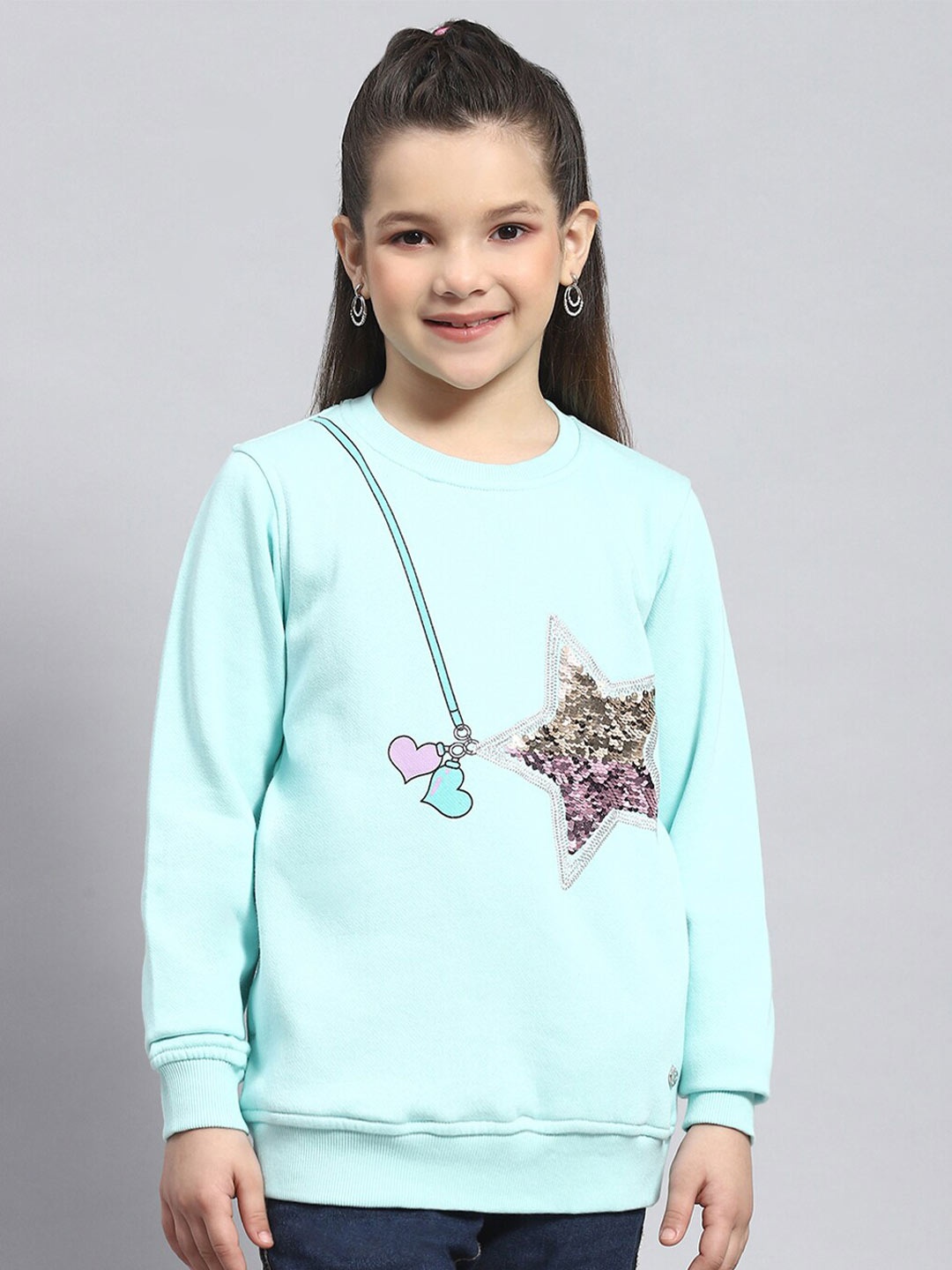 

Monte Carlo Girls Geometric Printed Embellished Pullover Sweatshirt, Blue