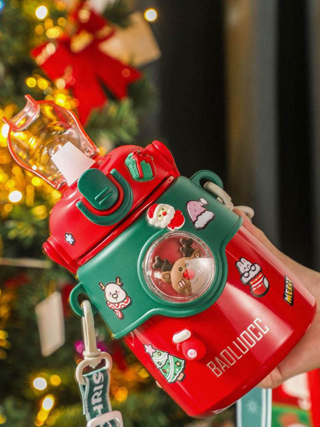 

Little Surprise Box LLP Red Christmas Deer Stainless Steel Water Bottle 850 ml