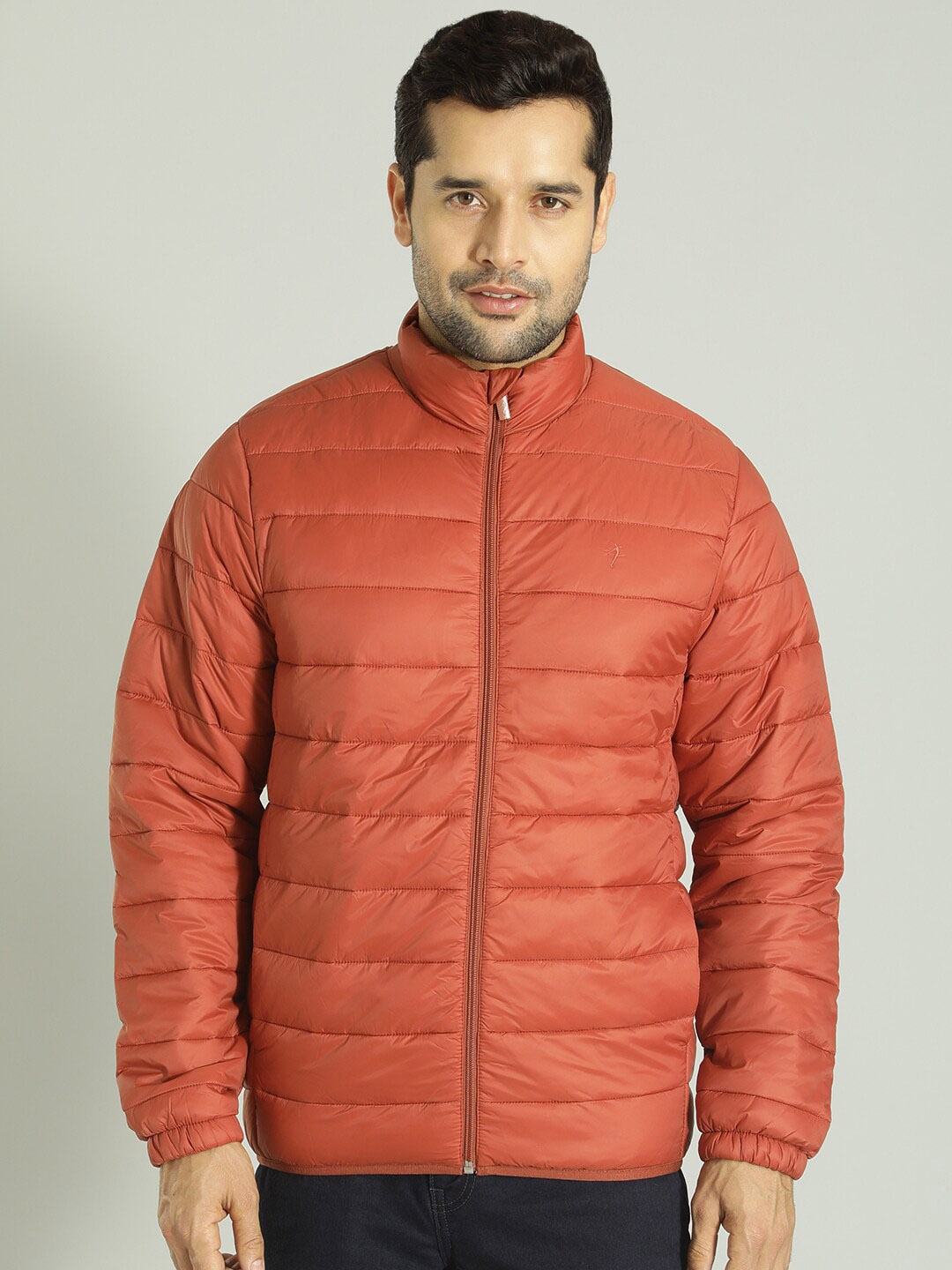 

Indian Terrain Mock Collar Long Sleeves Lightweight Puffer Jacket, Red