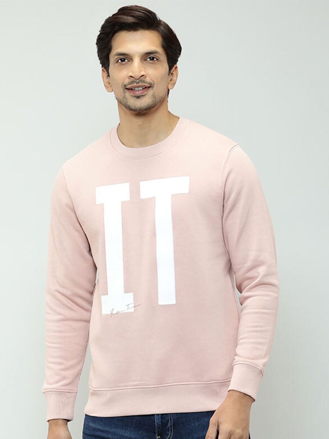 

Indian Terrain Typography Printed Round Neck Pullover, Pink