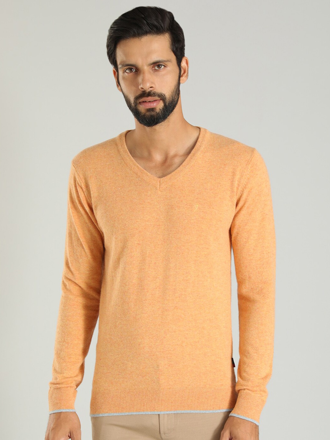 

Indian Terrain V-Neck Long Sleeves Pullover Sweater, Orange