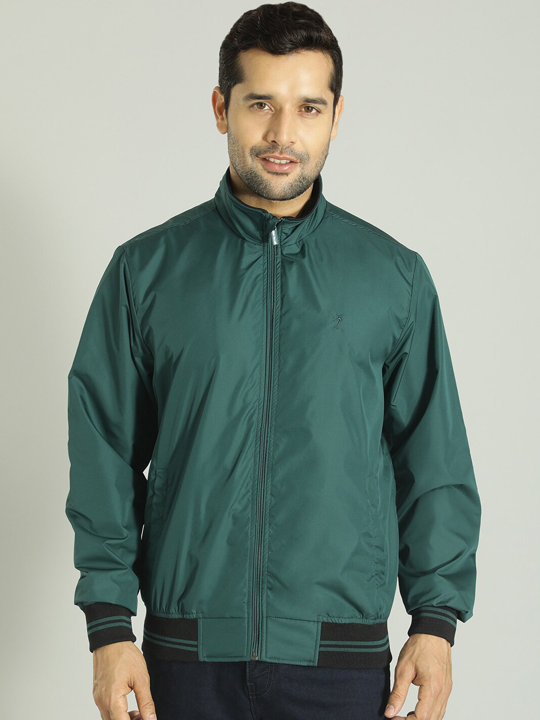 

Indian Terrain Stand Collar Lightweight Bomber Jacket, Green