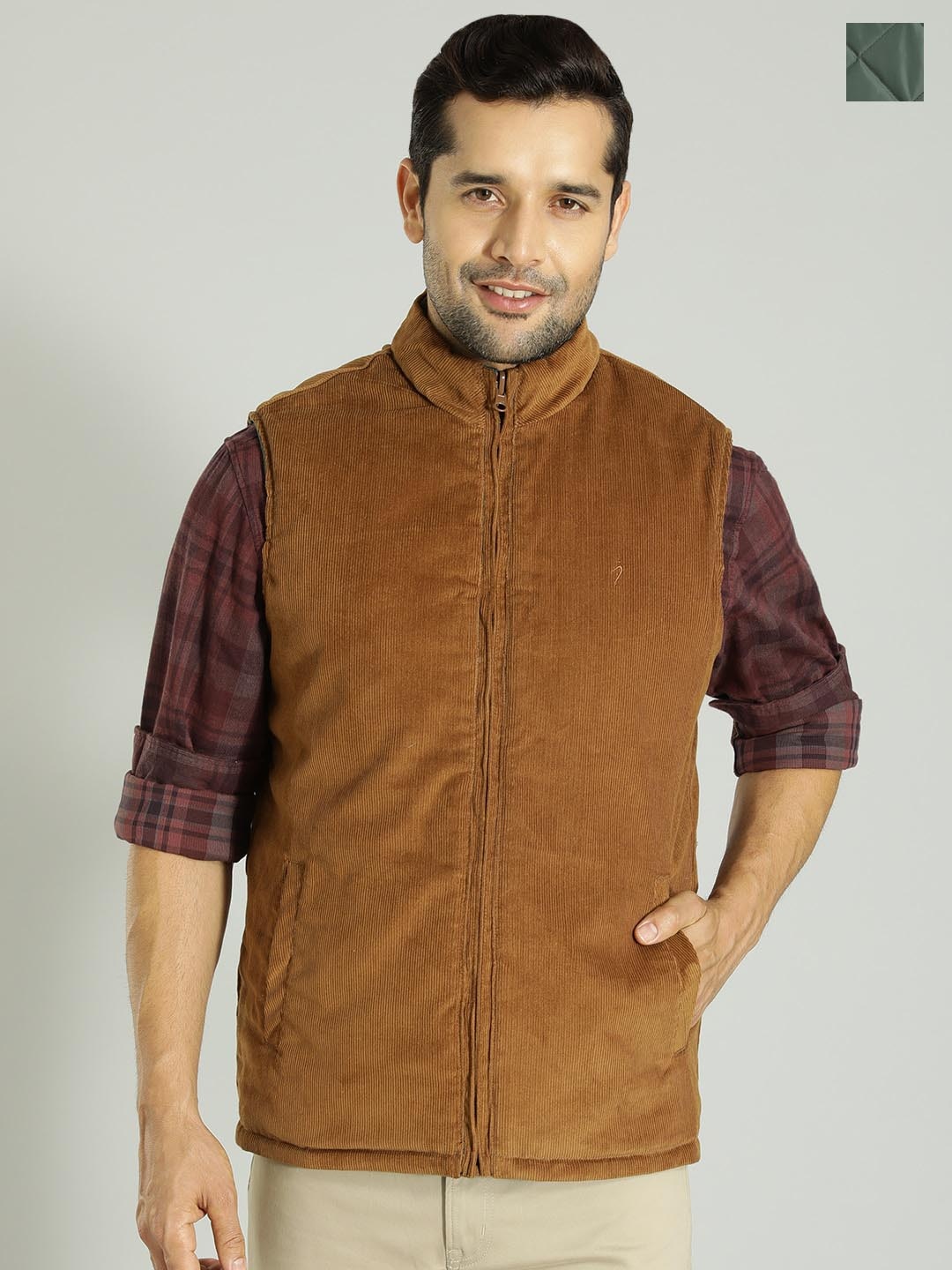 

Indian Terrain Lightweight Mock Collar Tailored Jacket, Green
