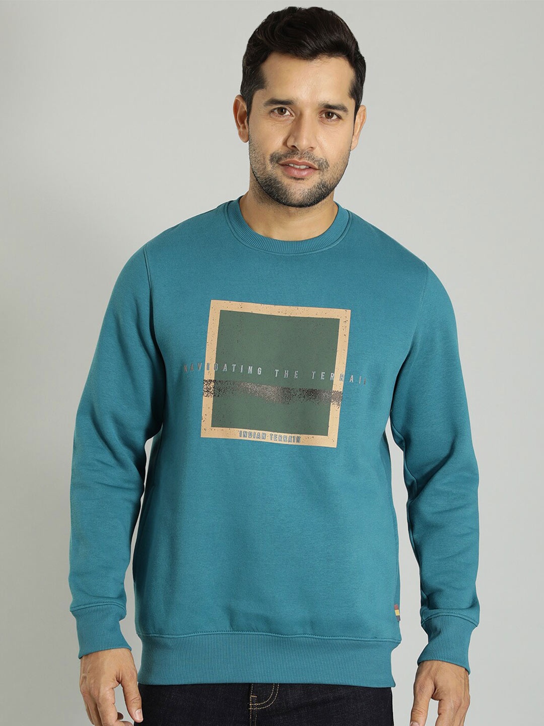 

Indian Terrain Printed Round Neck Pullover Sweatshirt, Blue