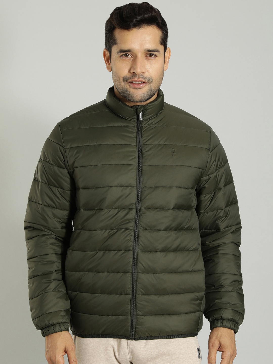 

Indian Terrain Lightweight Mock Collar Puffer Jacket, Green