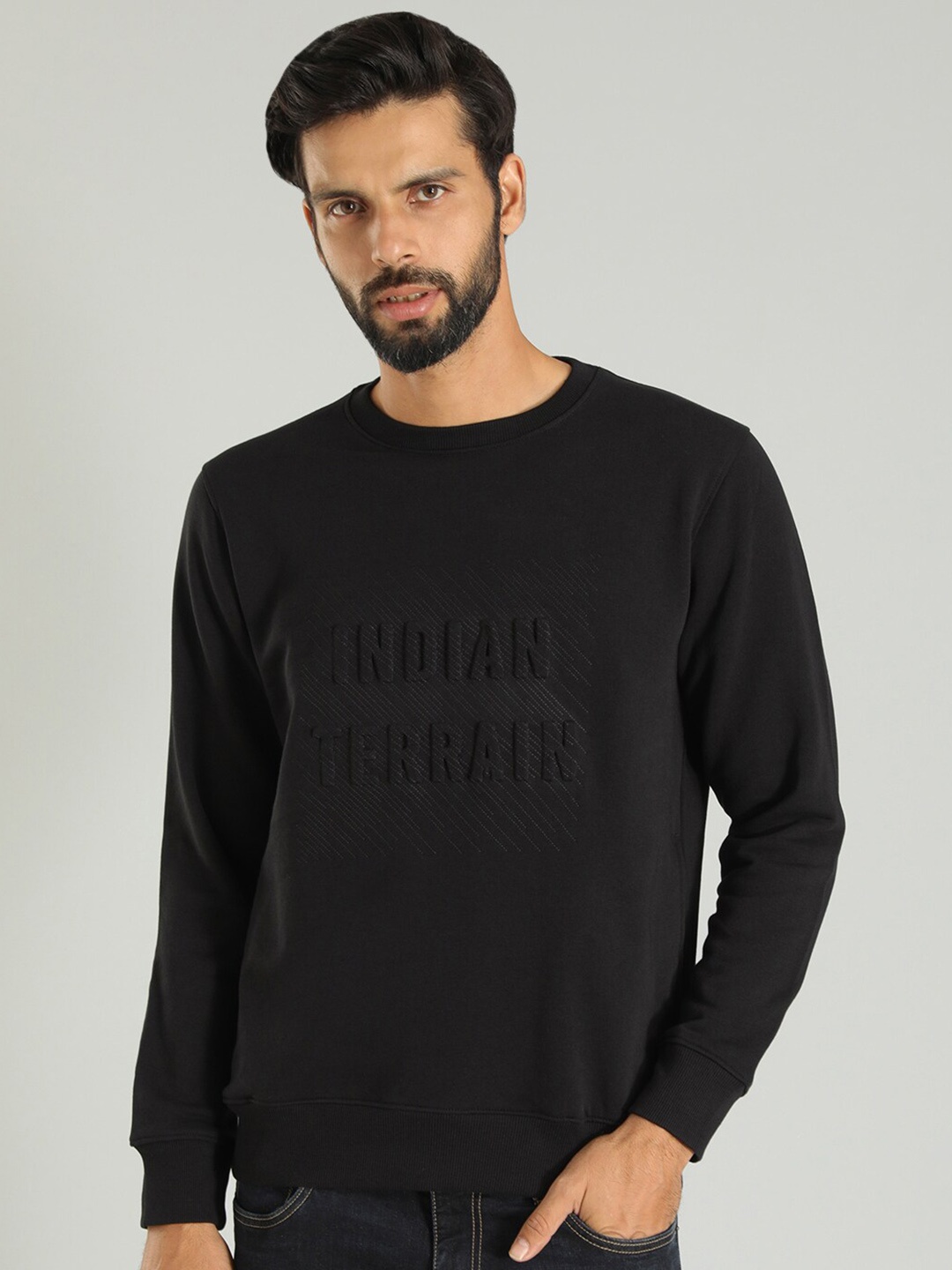 

Indian Terrain Typography Printed Pullover, Black