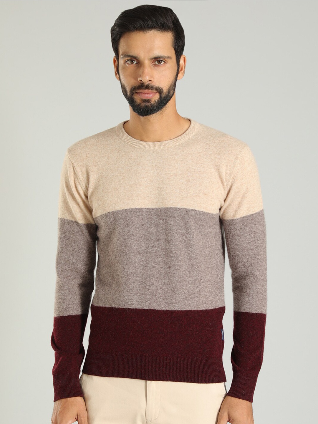 

Indian Terrain Colourblocked Sweater, Beige