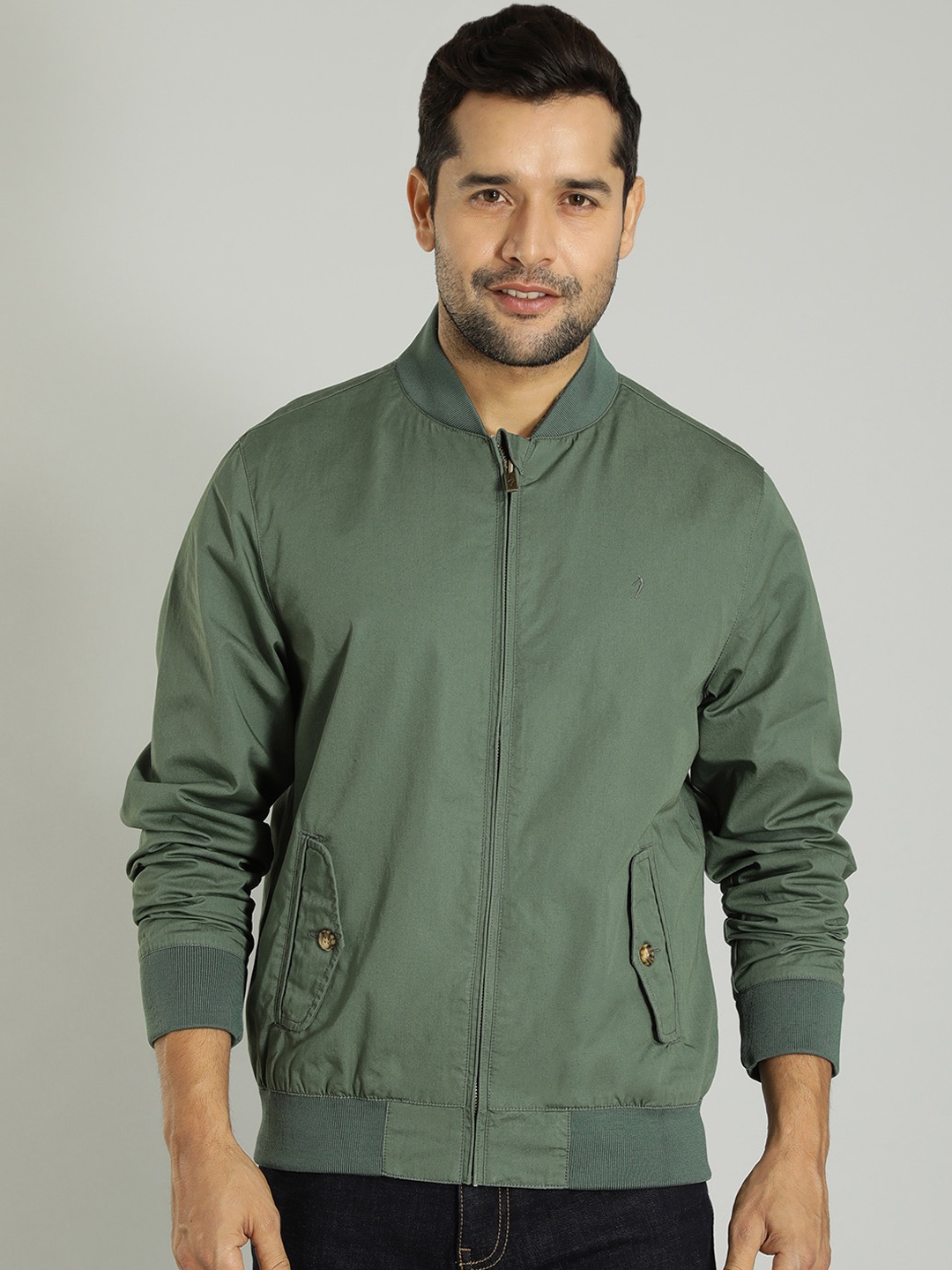 

Indian Terrain Stand Collar Lightweight Long Sleeves Bomber Jacket, Olive
