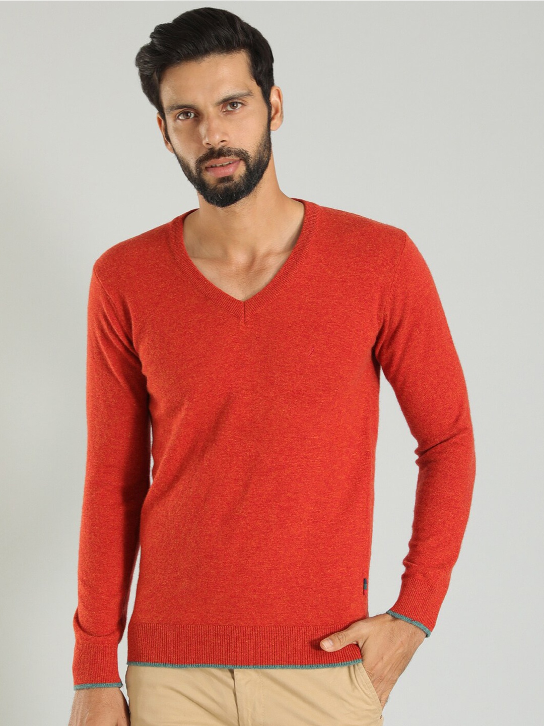 

Indian Terrain V-Neck Long Sleeves Pullover, Red