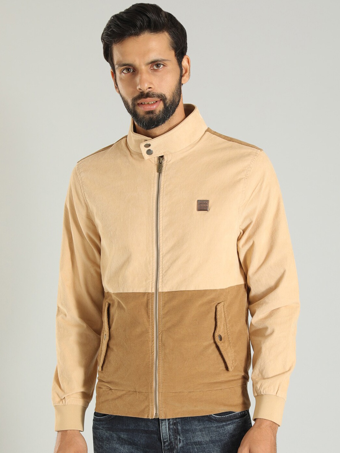 

Indian Terrain Stand Collar Lightweight Tailored Jacket, Beige