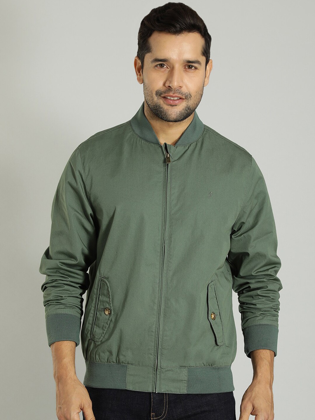 

Indian Terrain Lightweight Mock Collar Bomber Jacket, Green