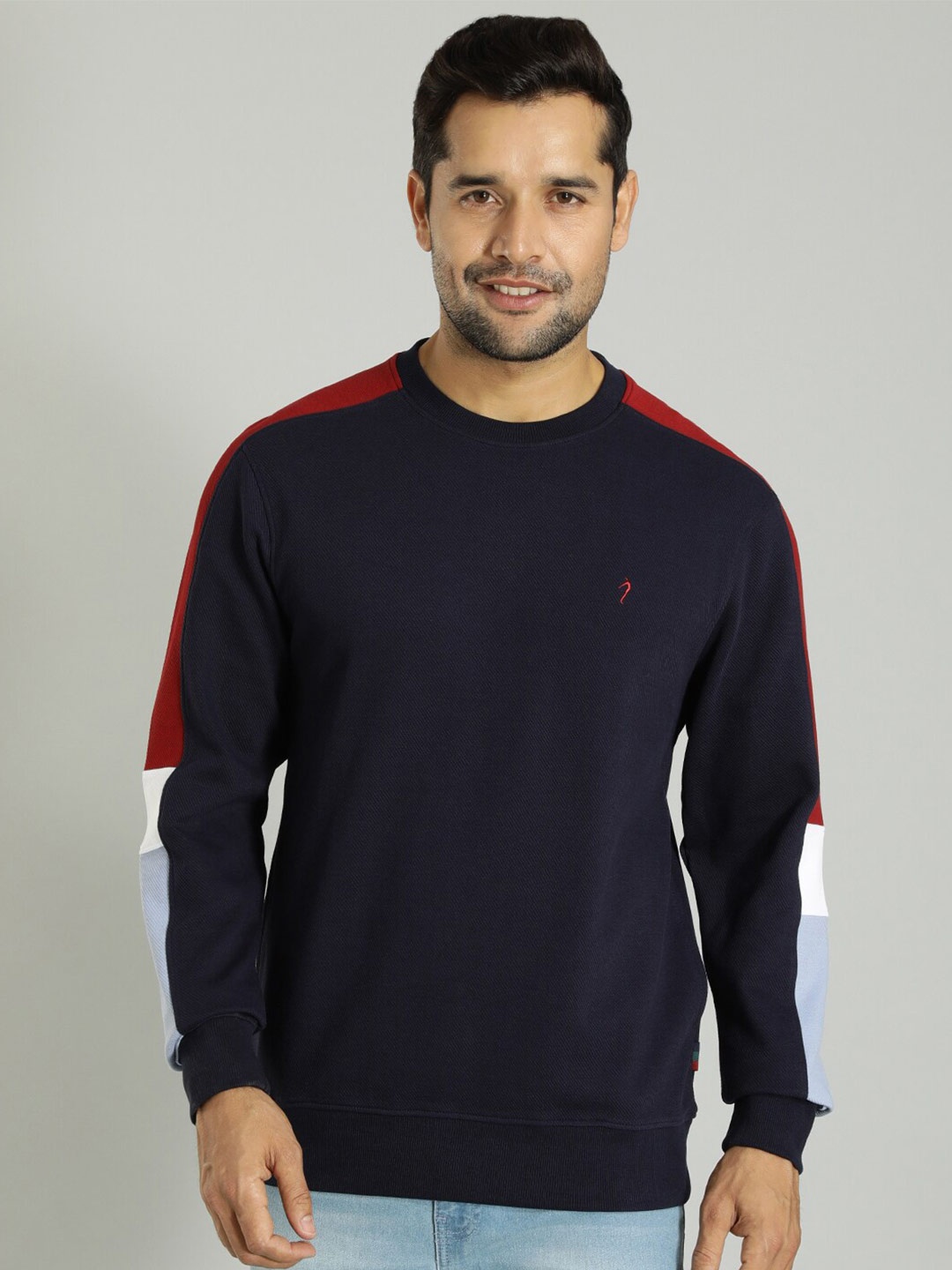 

Indian Terrain Striped Long Sleeves Pullover, Navy blue