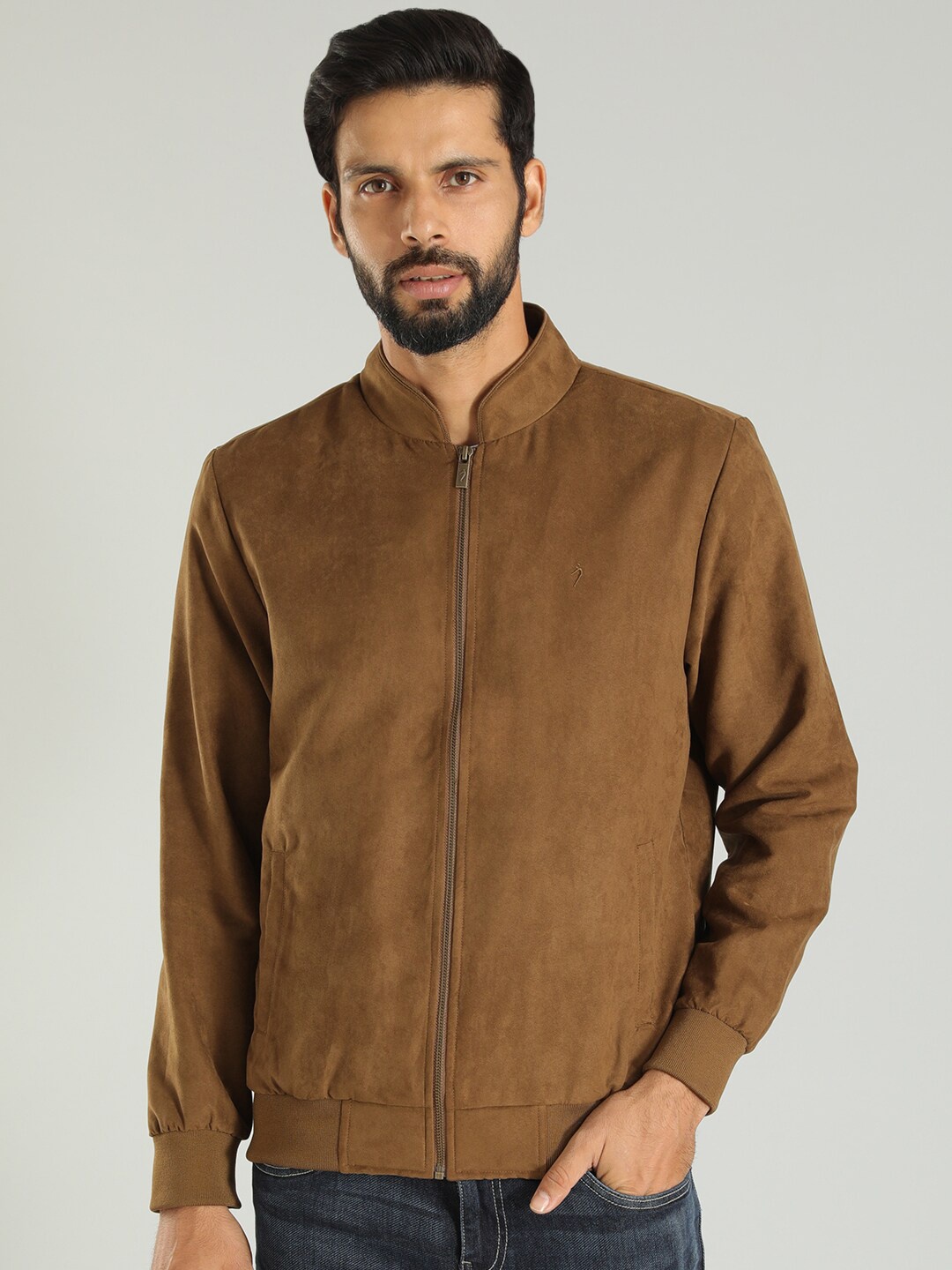 

Indian Terrain Stand Collar Lightweight Bomber Jacket, Brown