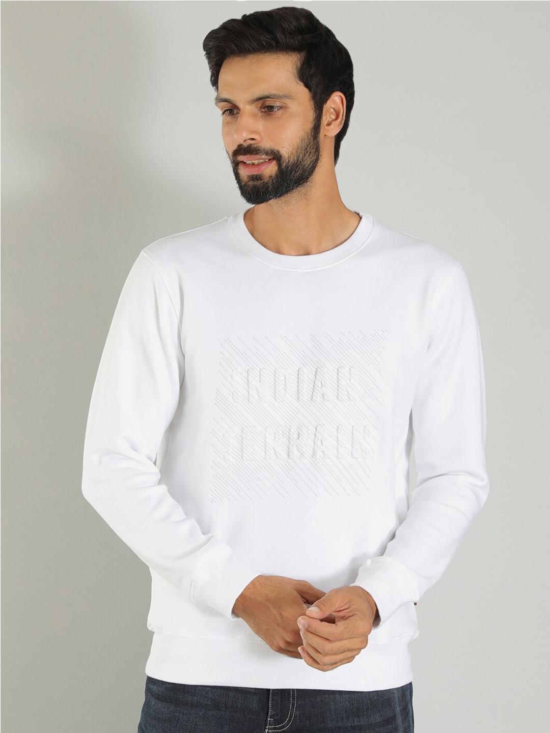 

Indian Terrain Typography Printed Pullover, White