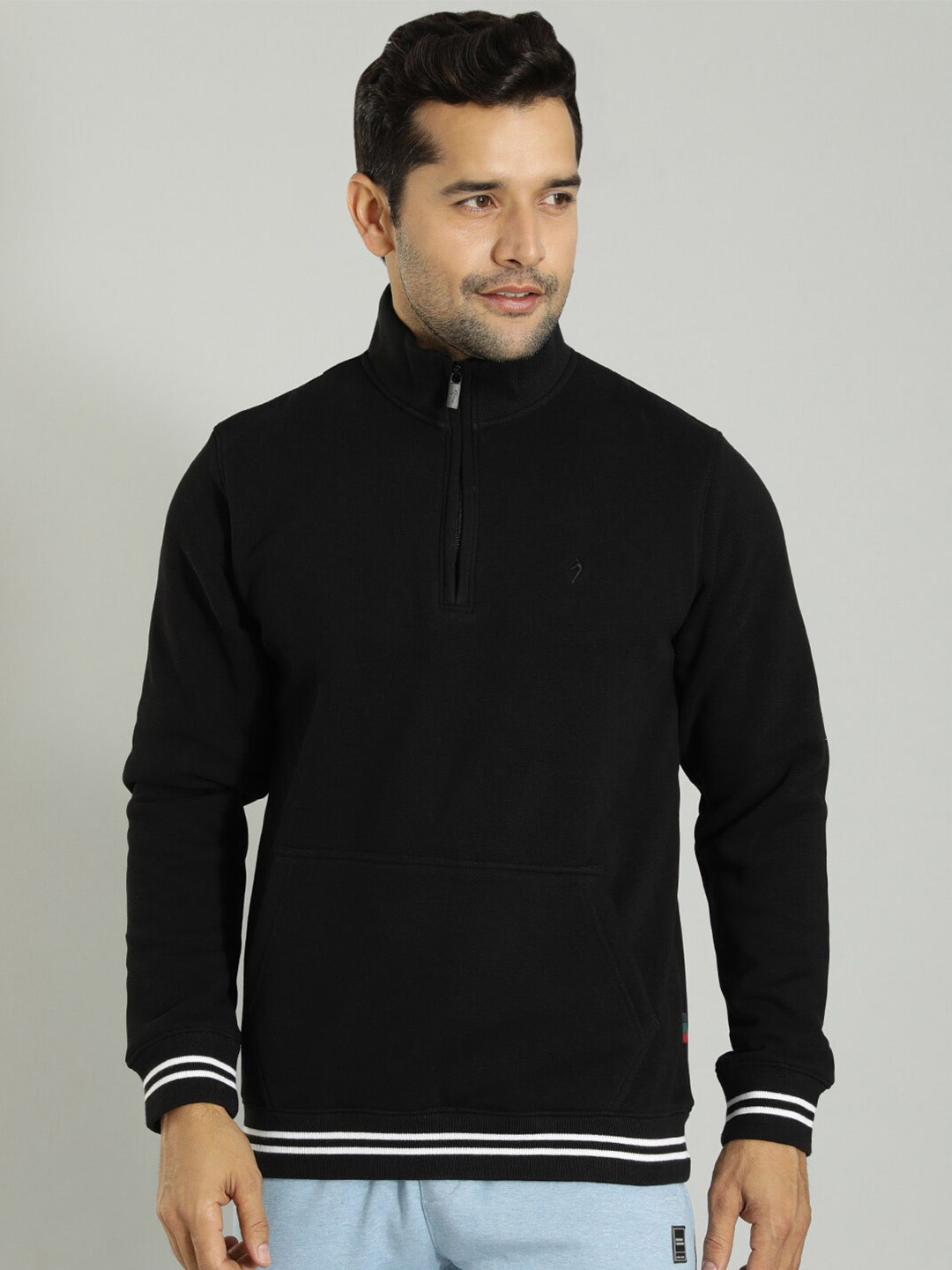 

Indian Terrain Mock Collar Pullover Sweatshirt, Black