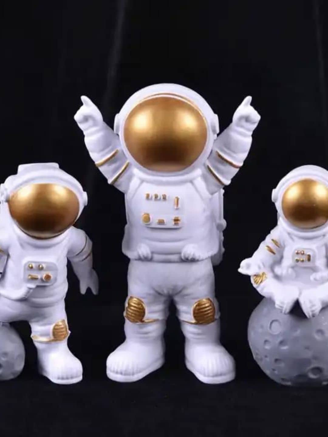 

DecorTwist 3 Pieces Gold Astronaut Figure Statue Showpieces
