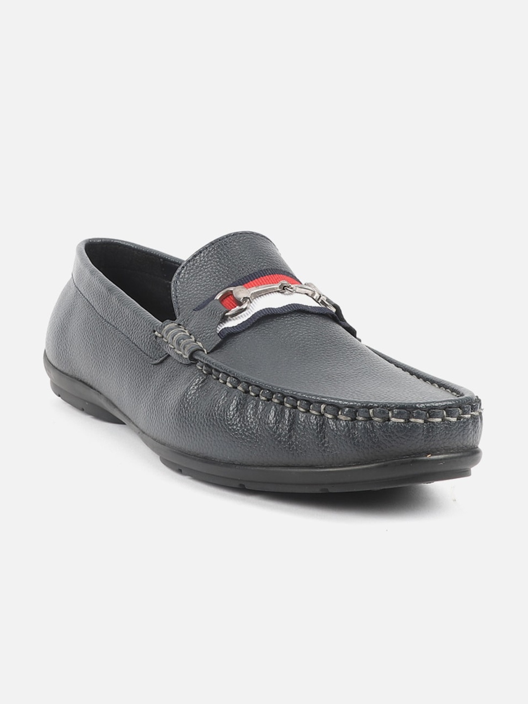 

Carlton London Men Textured Horsebit Loafers, Navy blue