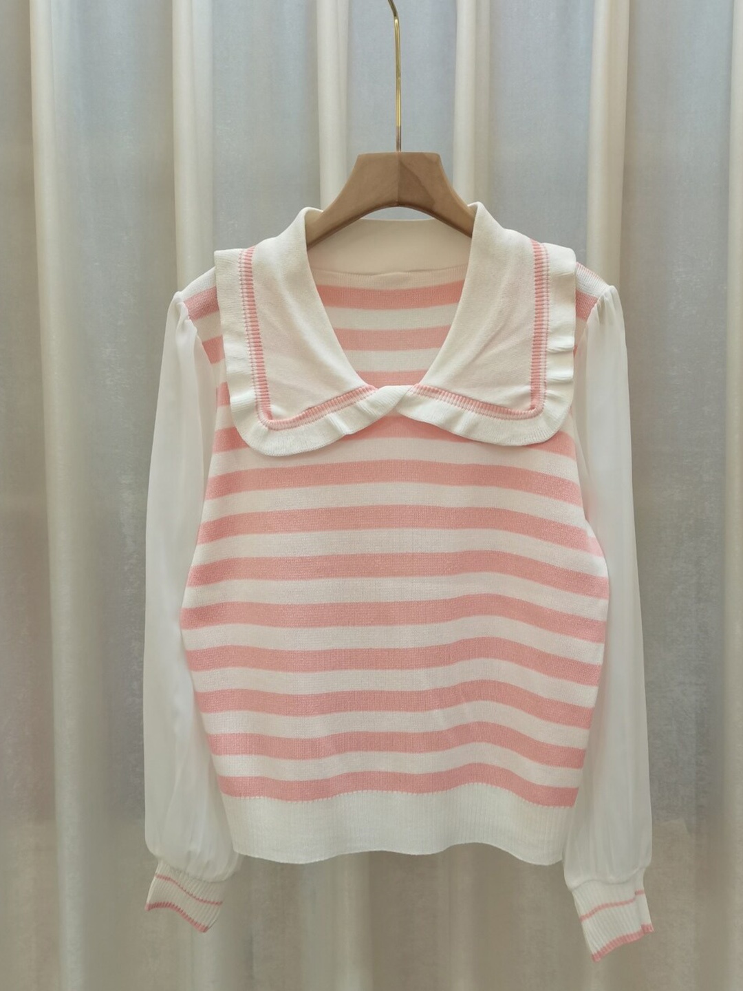 

StyleCast Pink Girls Striped Above the Keyboard Collar Longline Top