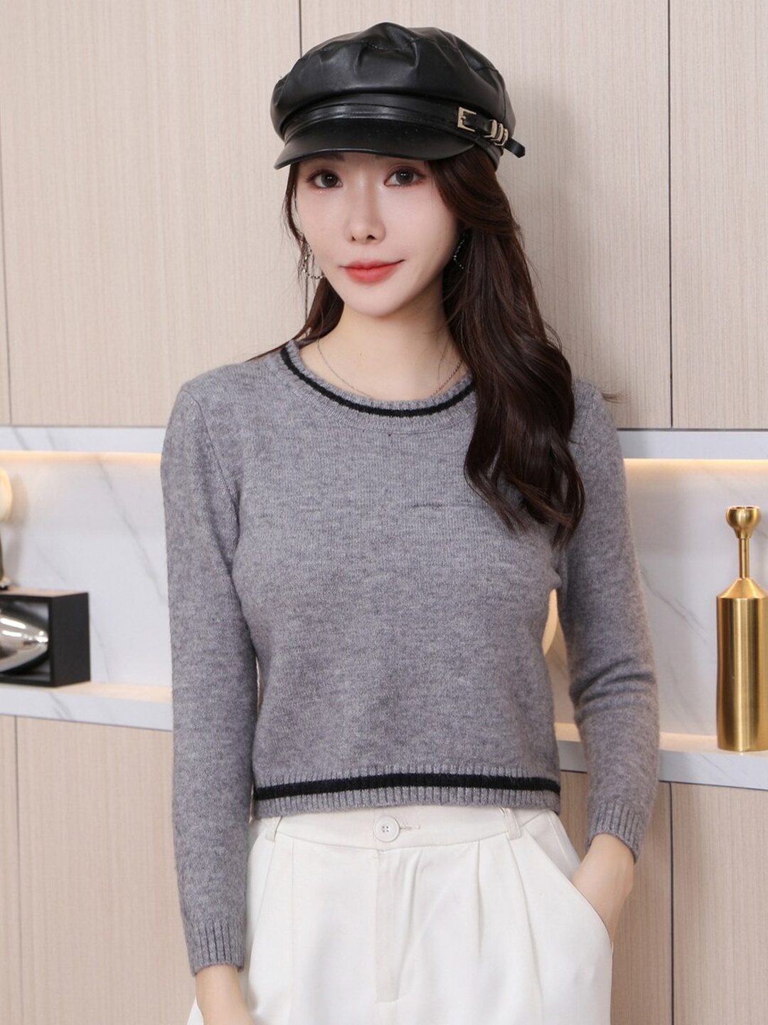 

StyleCast Girls Grey Round Neck Acrylic Top