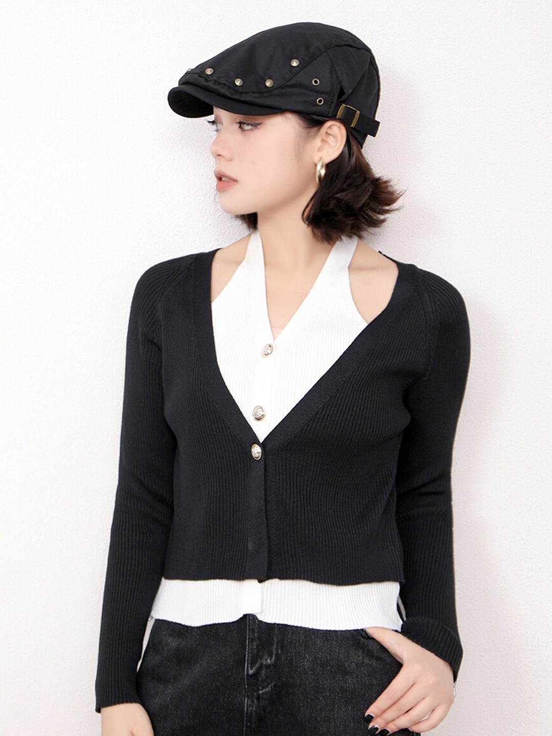 

StyleCast V-Neck Long Sleeves Top, Black