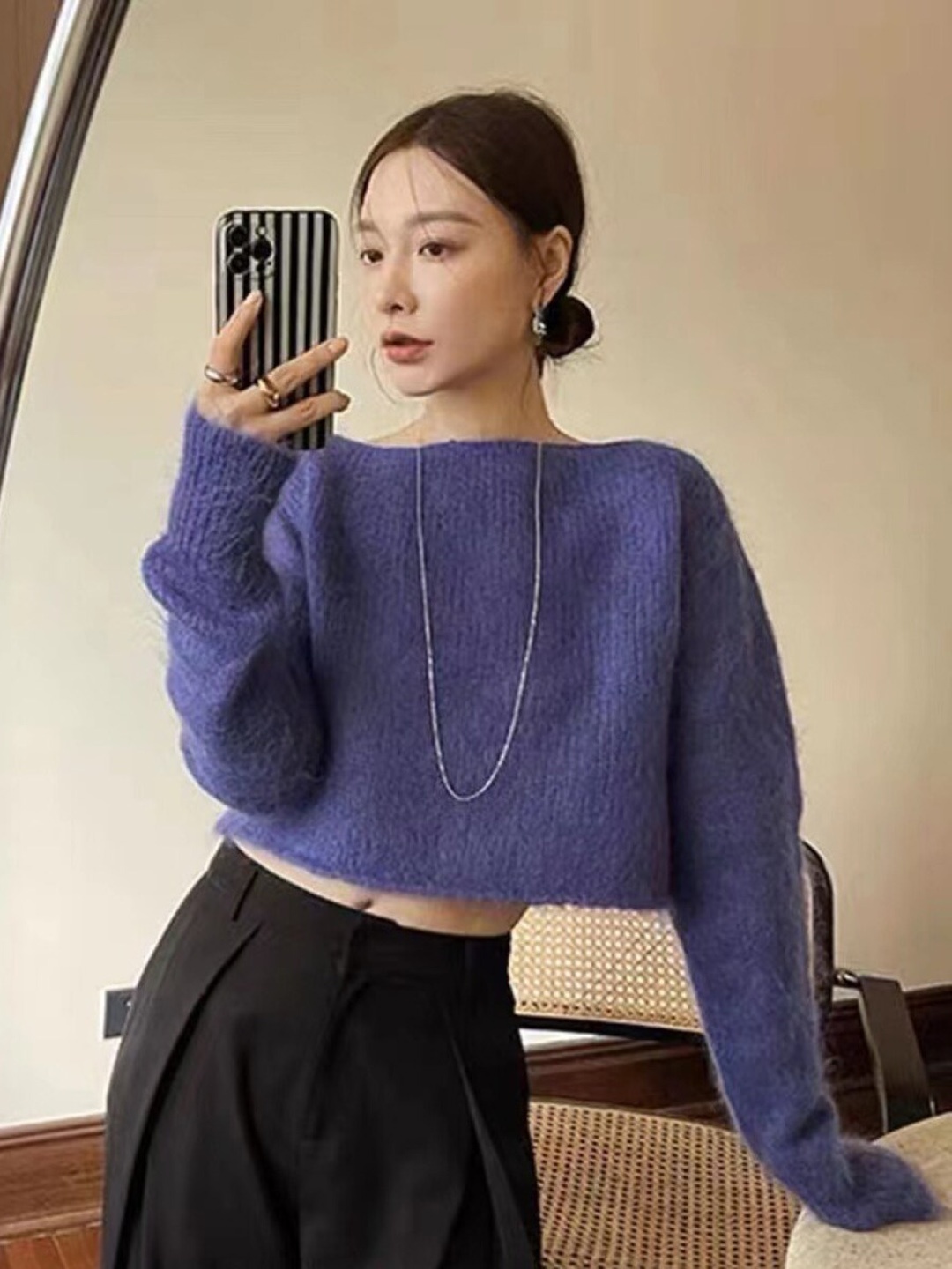 

StyleCast Girls Purple Round Neck Regular Crop Top