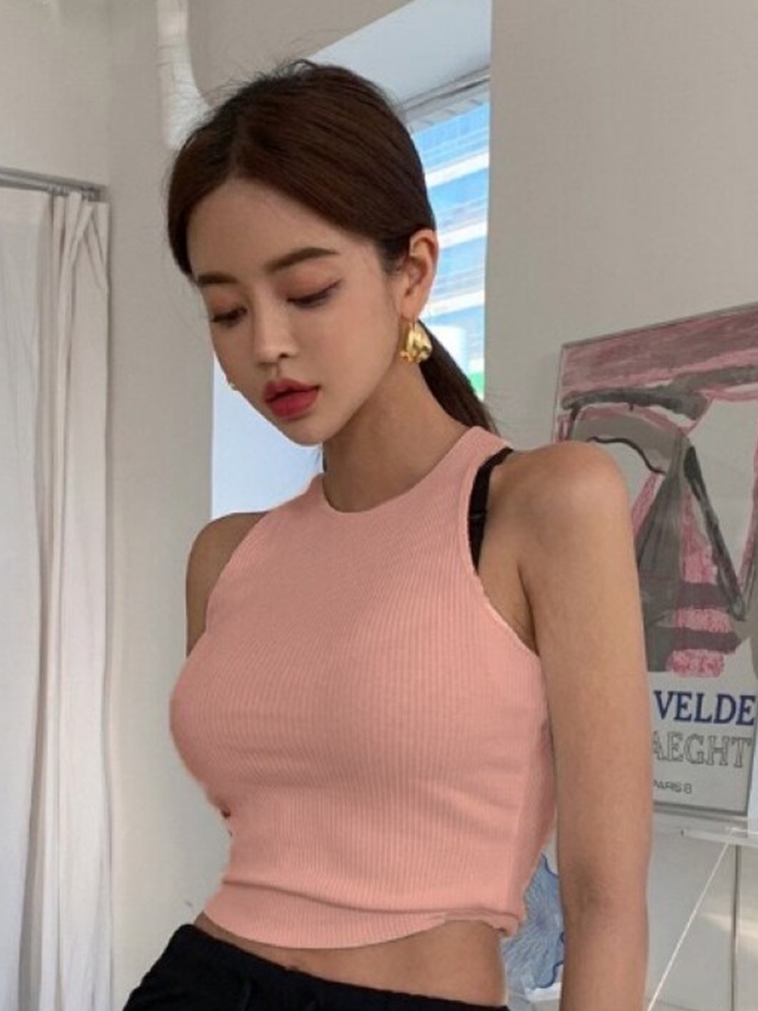 

StyleCast Girls Pink Ribbed Sleeveless Fitted Crop Top