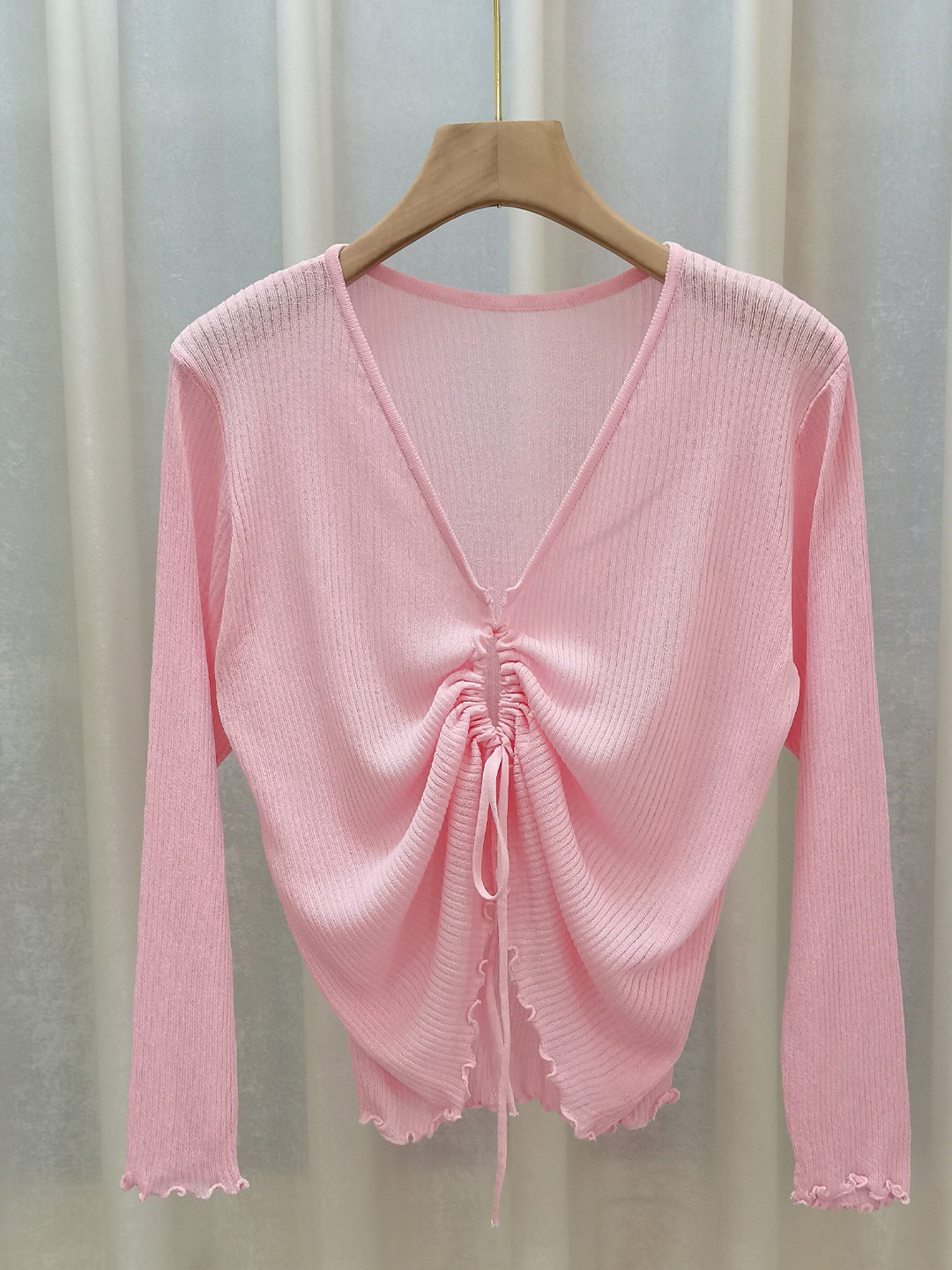 

StyleCast Pink Teen Girls V-Neck Long Sleeves Linen Top