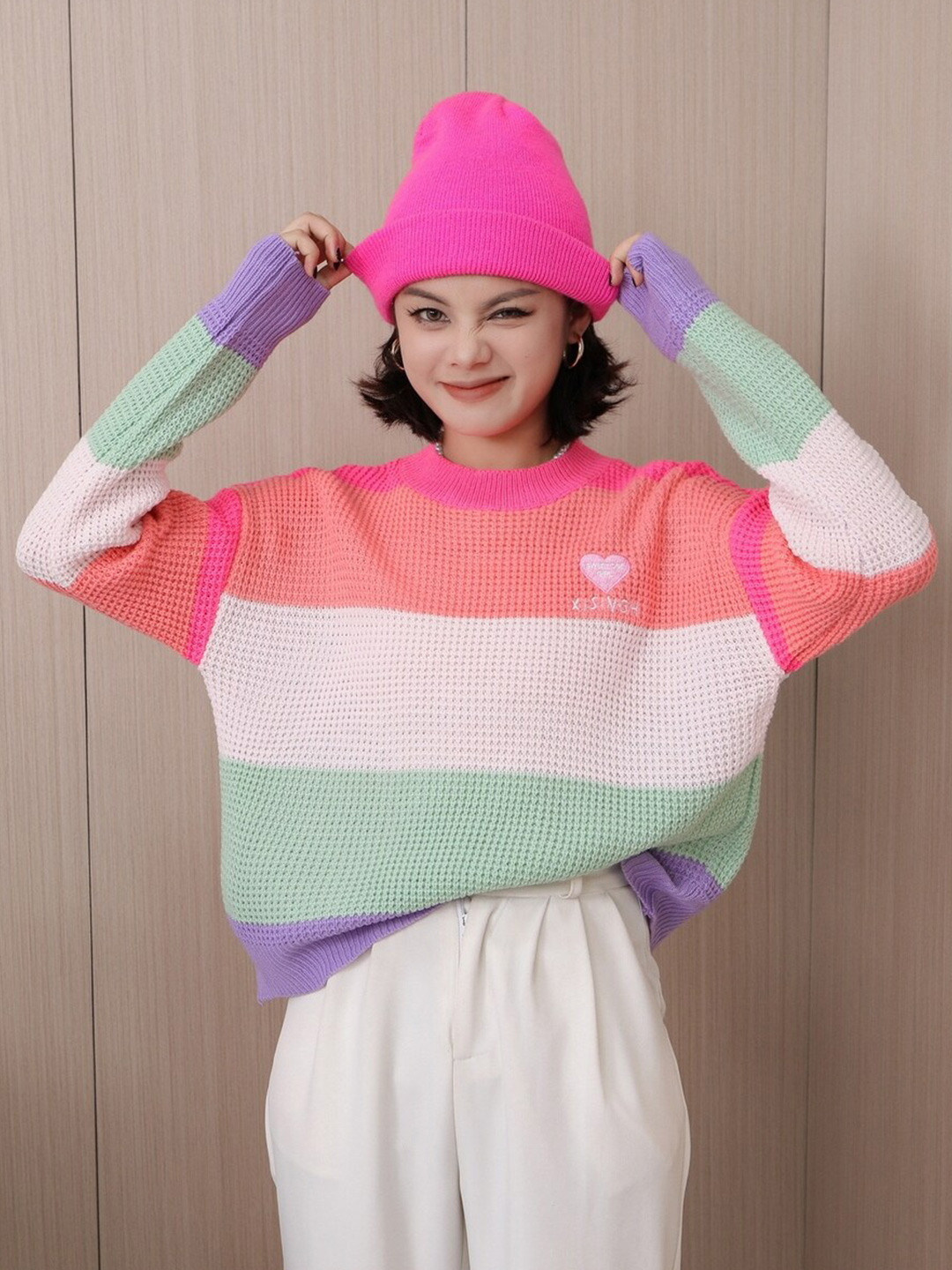 

StyleCast Red Teen Girls Colourblocked Acrylic Top