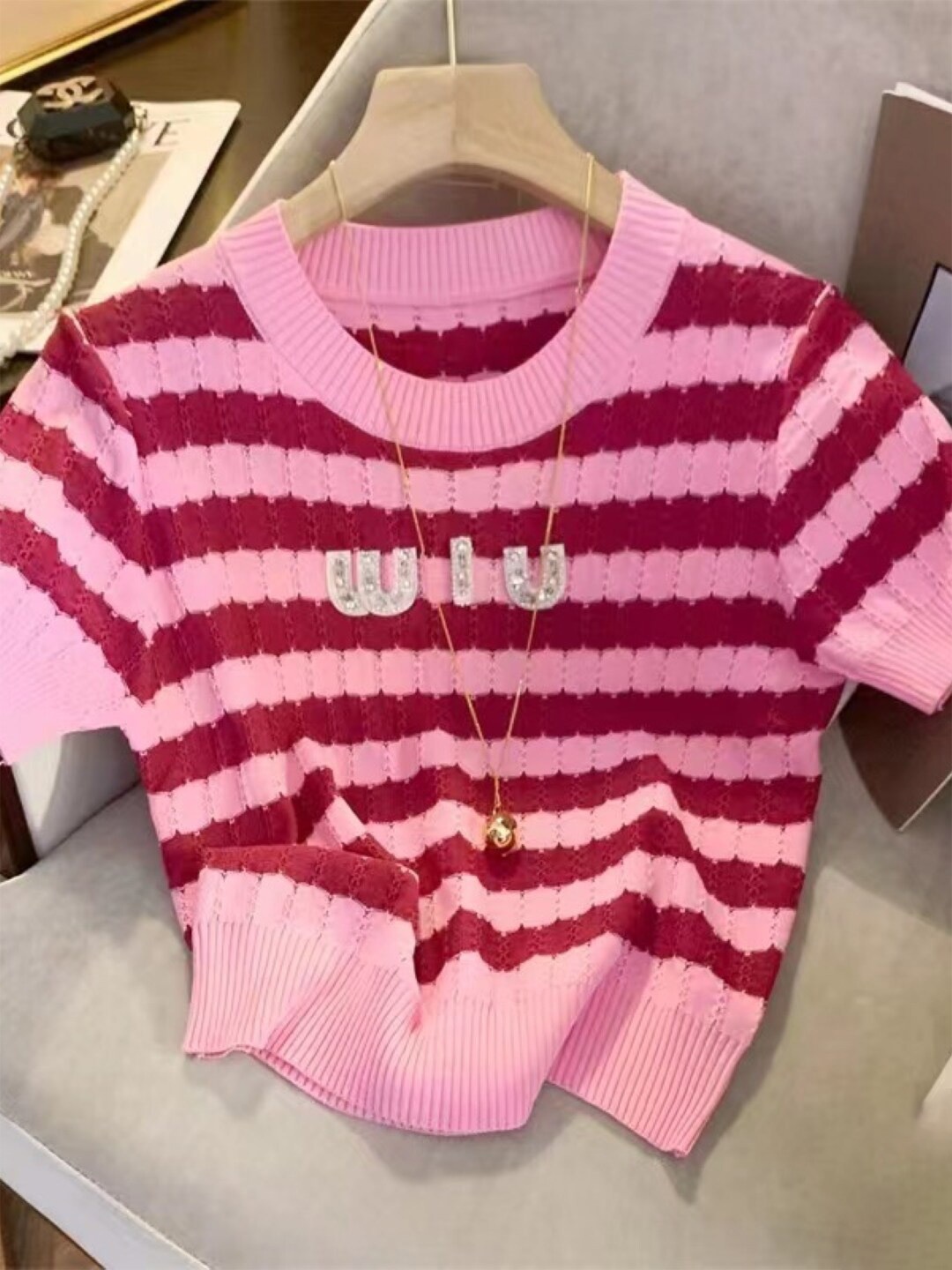 

StyleCast Teen Girls Red & Pink Horizontal Striped Top