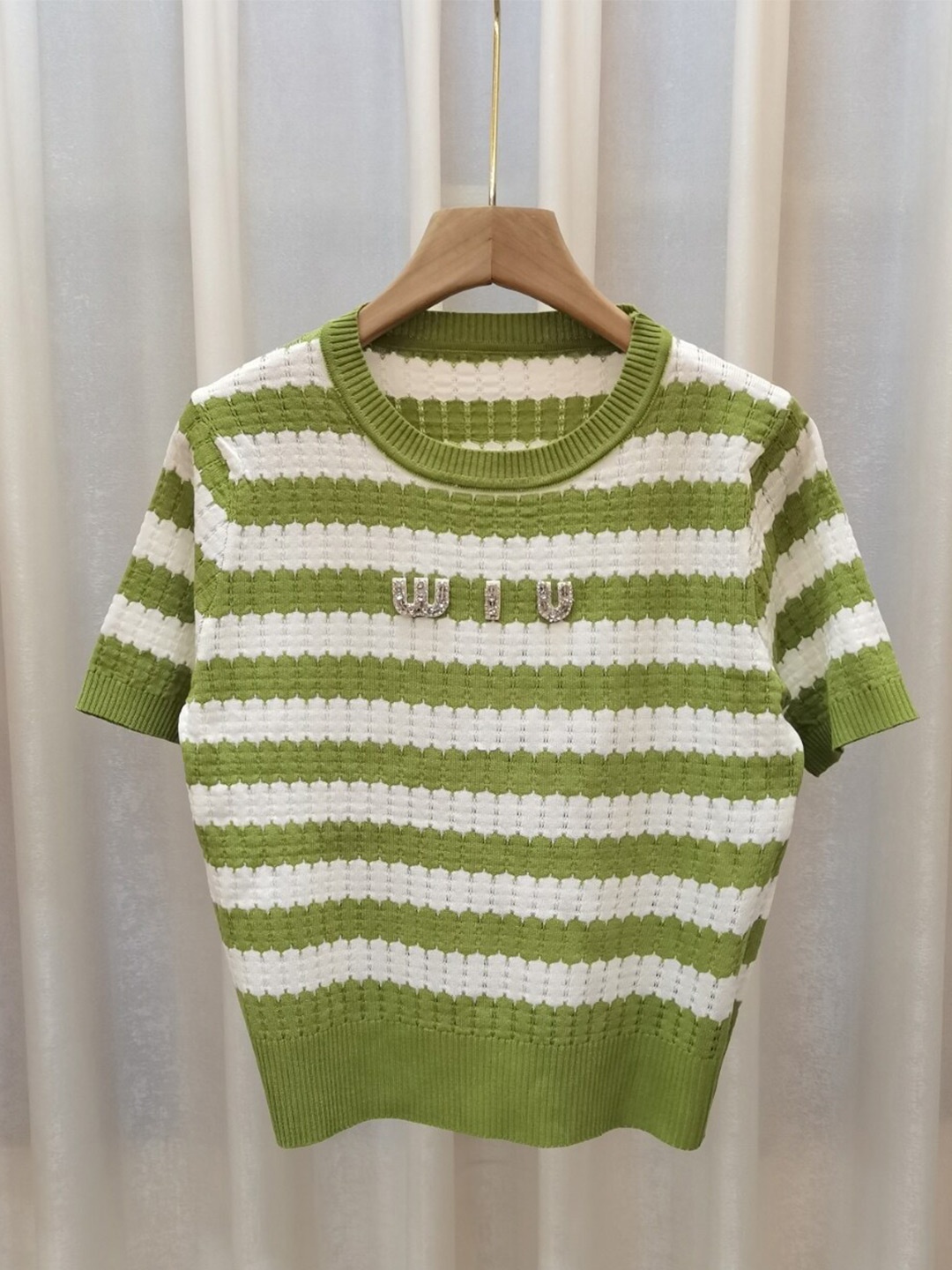 

StyleCast Girls Green & Beige Horizontal Striped Top