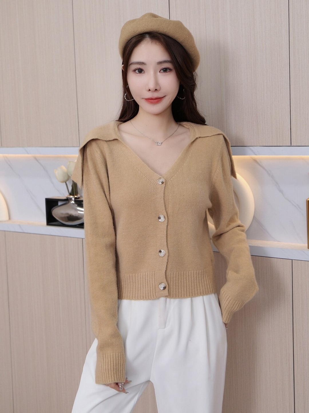 

StyleCast Girls Brown V-Neck Long Sleeves Shirt Style Top