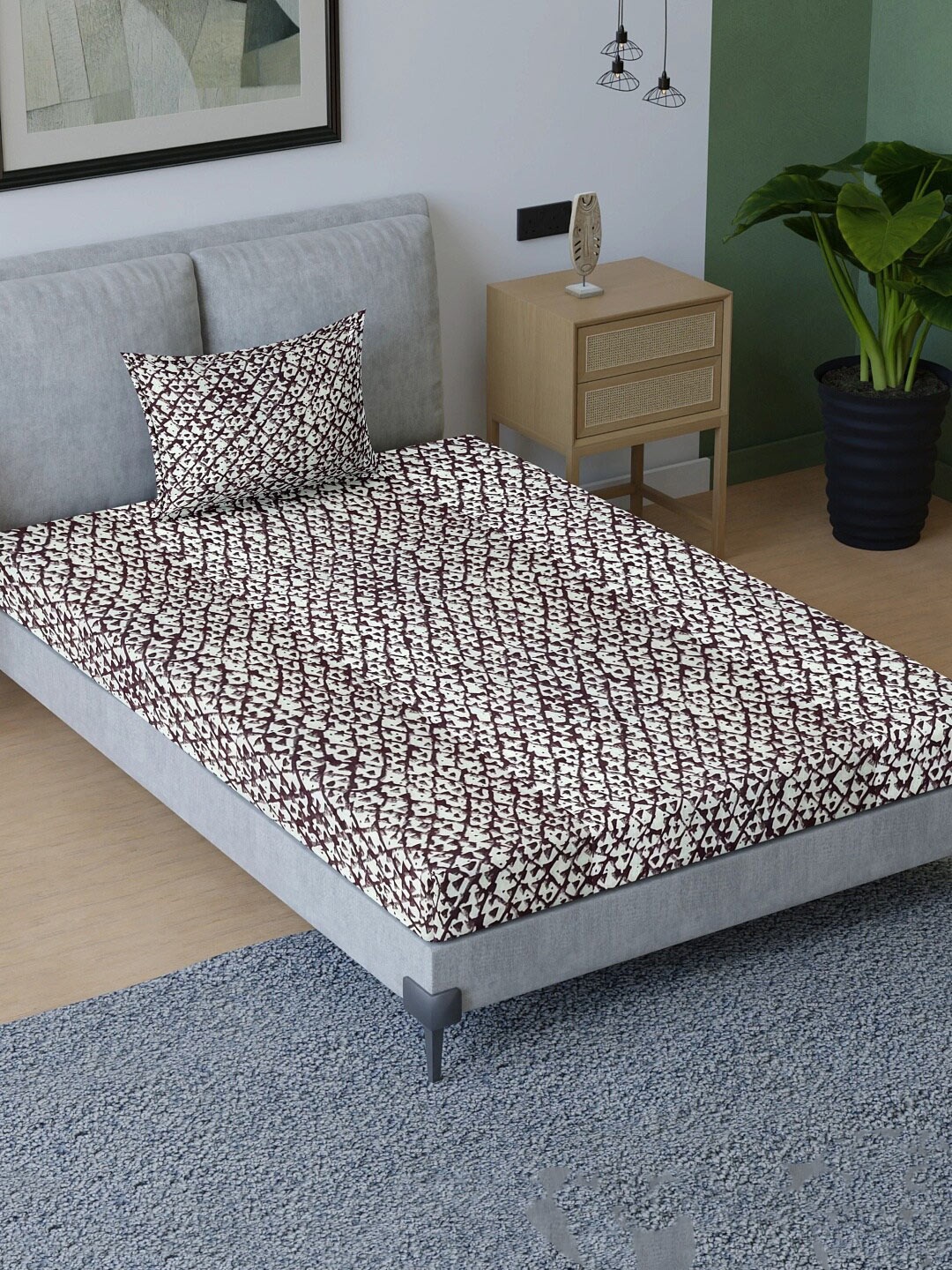 

Aura Maroon & White Abstract Cotton 200 TC King Bedsheet with Pillow Cover