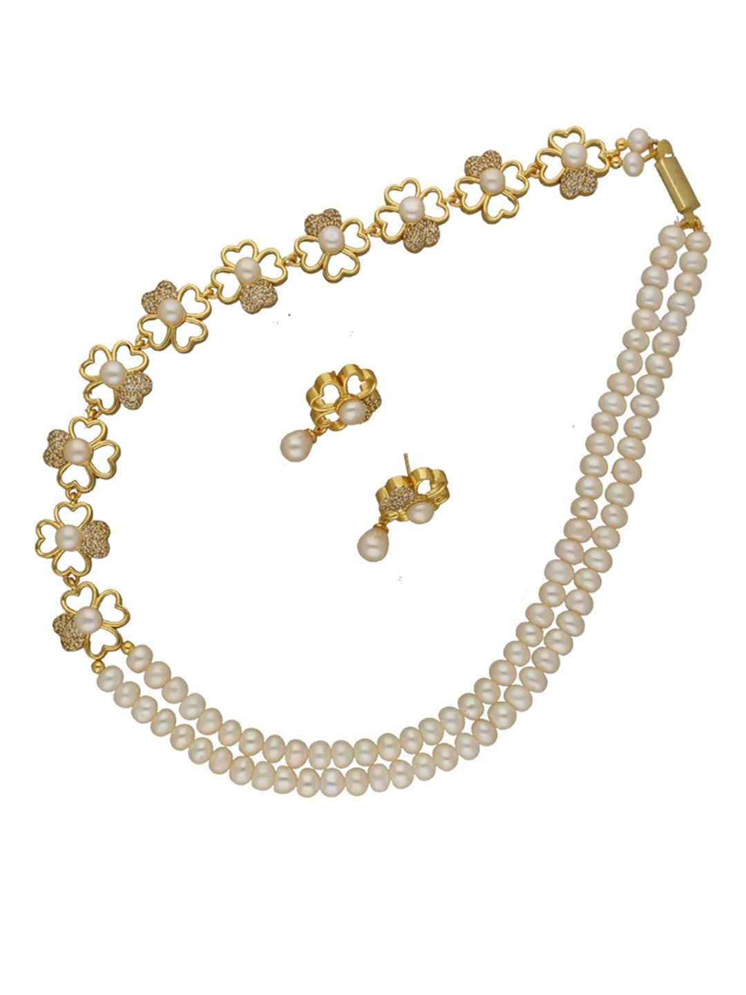 

Sri Jagdamba Pearls Dealer Gold-Plated Stone Studded & Beaded Jewellery Set