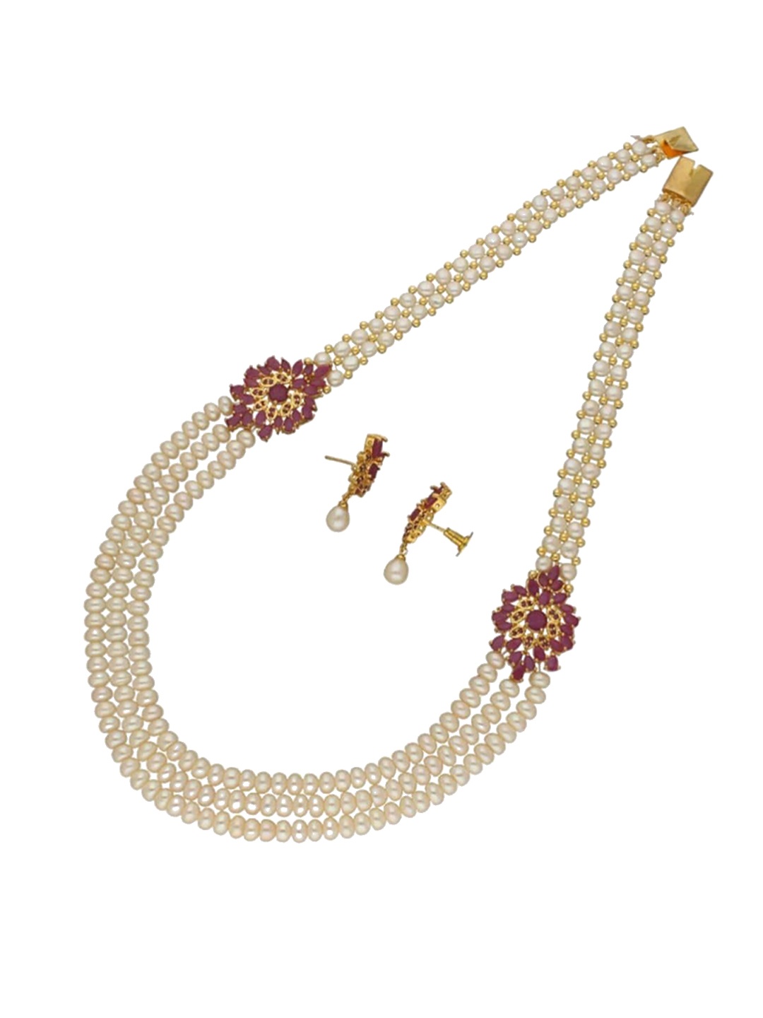 

Sri Jagdamba Pearls Dealer Gold-Plated Stone-Studded & Beaded Jewellery Set