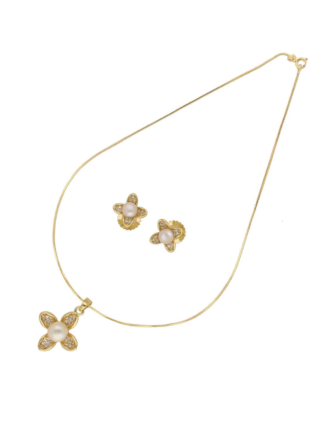 

Sri Jagdamba Pearls Dealer Gold-Plated Pearl-Beaded Jewellery Set