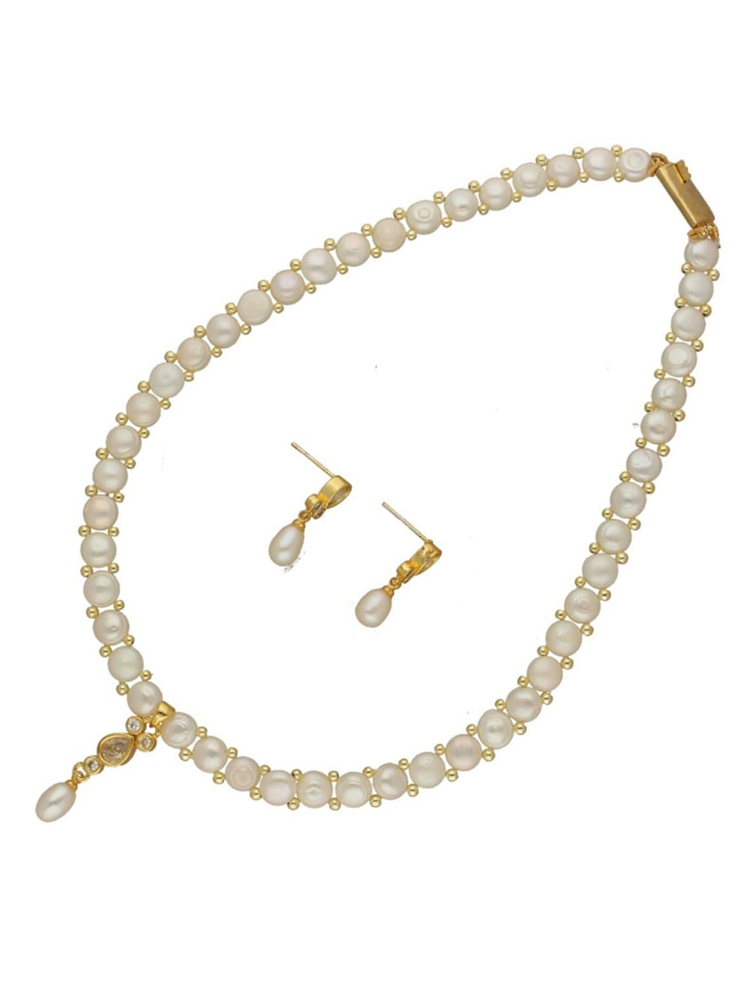 

Sri Jagdamba Pearls Dealer Gold-Plated Pearl-Beaded Jewellery Set