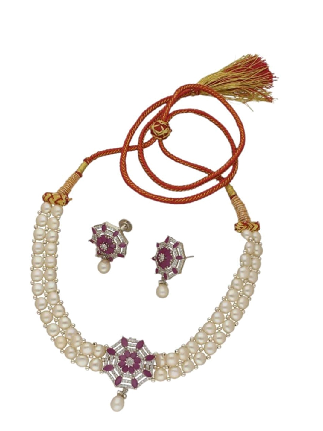 

Sri Jagdamba Pearls Dealer Gold-Plated Stone-Studded & Beaded Jewellery Set