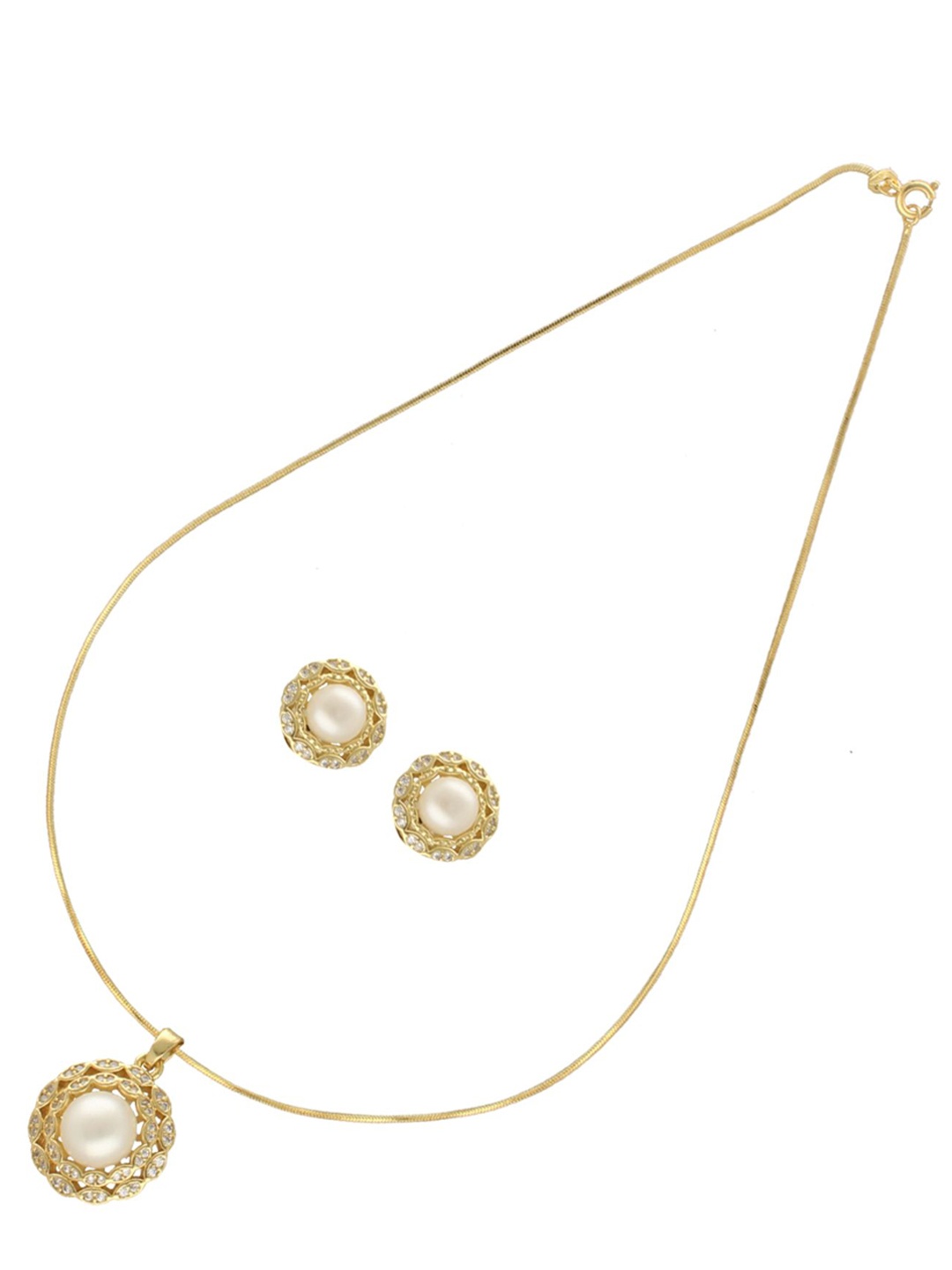 

Sri Jagdamba Pearls Dealer Gold-Plated Pearl-Beaded Jewellery Set