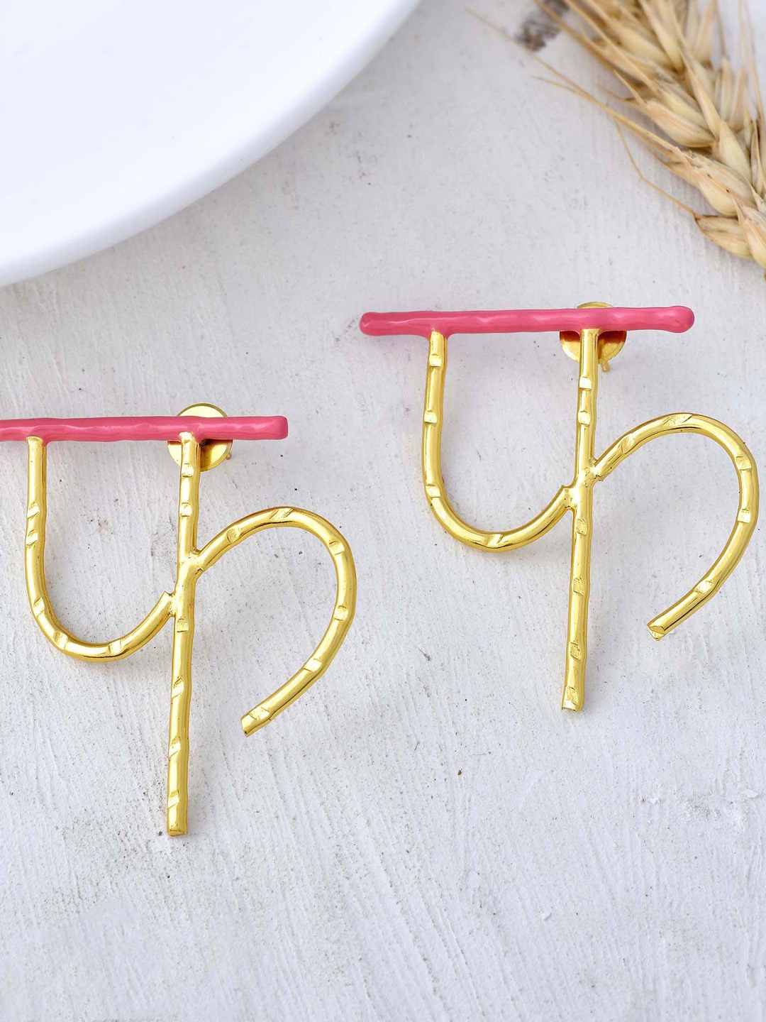 

ZURII Brass-Plated Contemporary Drop Earrings, Gold