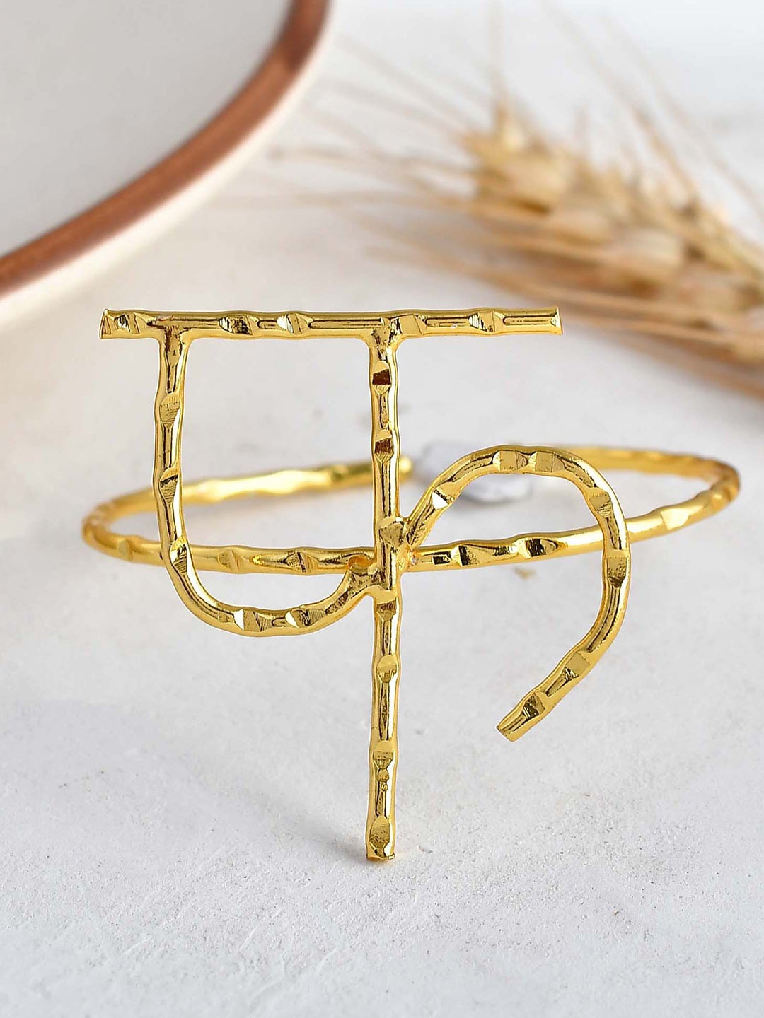 

ZURII Brass Plated Cuff Bracelet, Gold