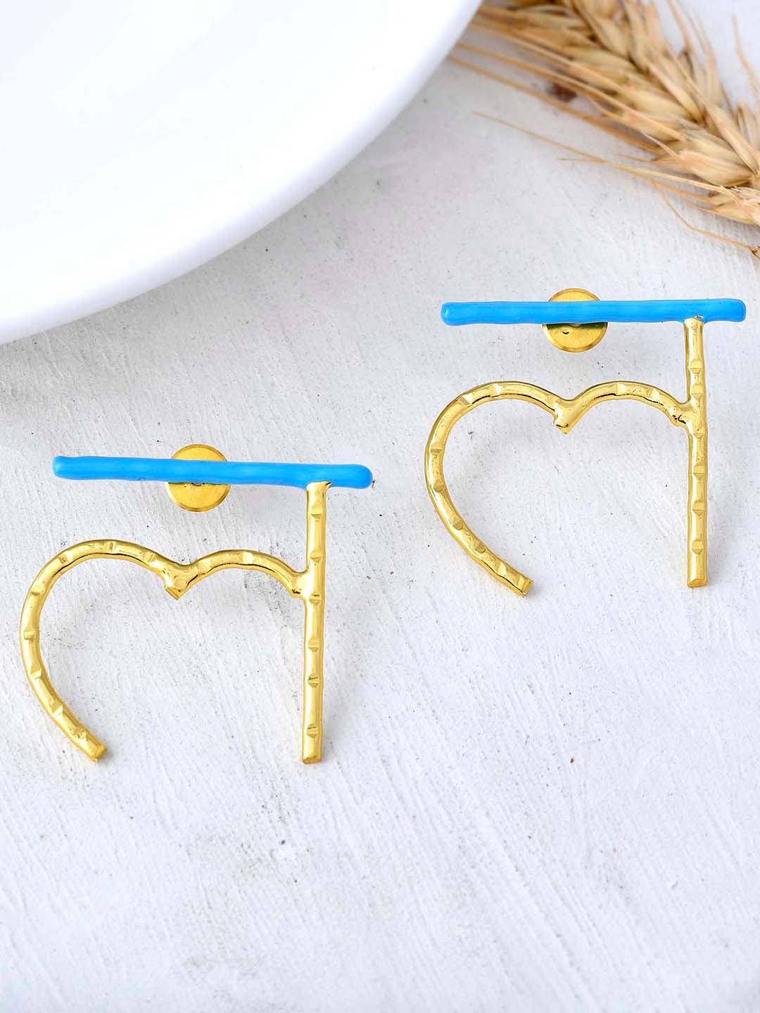 

ZURII Brass-Plated Contemporary Drop Earrings, Gold