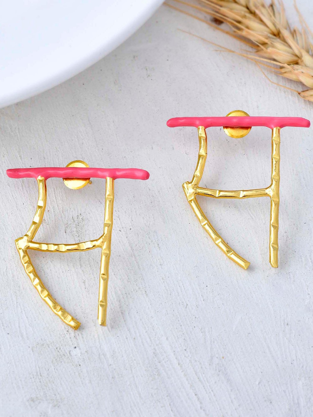 

ZURII Brass-Plated Contemporary Drop Earrings, Gold