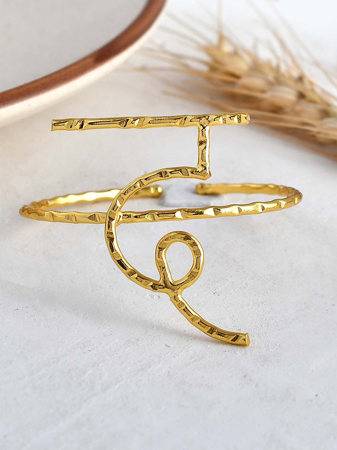

ZURII Brass Plated Cuff Bracelet, Gold