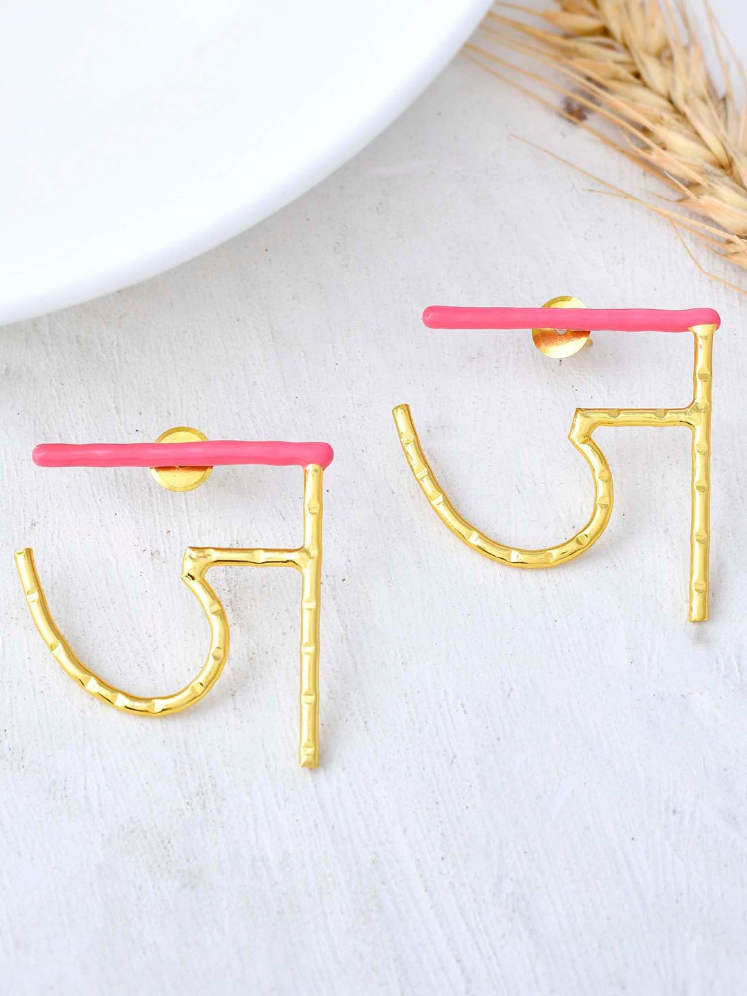 

ZURII Brass-Plated Contemporary Drop Earrings, Gold